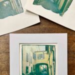 Polaroid emulsion lift transfer of a Florence street mounted in passe-partout from the Polaroid emulsion lift Florence experience