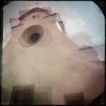 Double exposure photograph of Santo Spirito church facade in Florence from the multiple exposure photography Florence experience