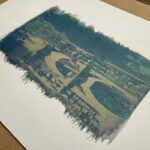 Handmade cyanotype print of Ponte Vecchio arches from the alternative photography Florence workshop