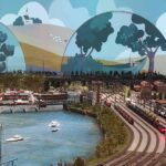 Panoramic harbour scene with model trains and boats at HZERO Museum Florence kids activity